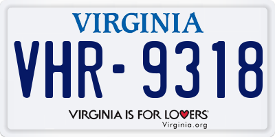 VA license plate VHR9318