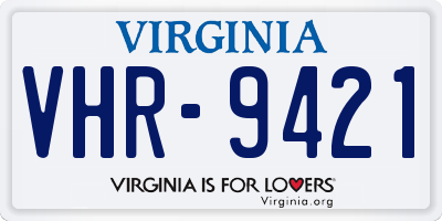 VA license plate VHR9421