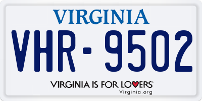 VA license plate VHR9502