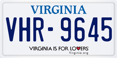 VA license plate VHR9645