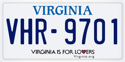 VA license plate VHR9701