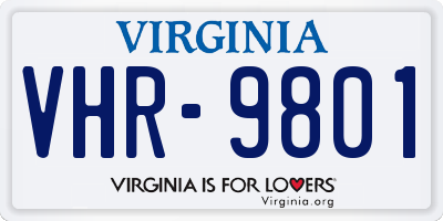 VA license plate VHR9801