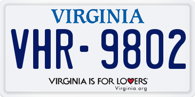 VA license plate VHR9802