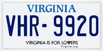 VA license plate VHR9920