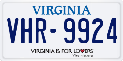 VA license plate VHR9924