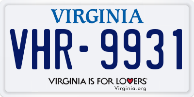 VA license plate VHR9931