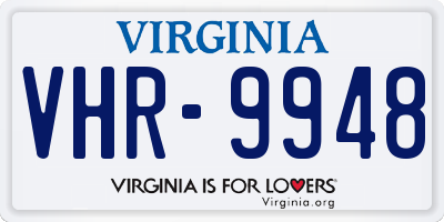 VA license plate VHR9948