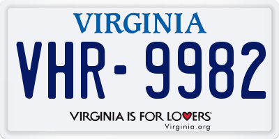 VA license plate VHR9982