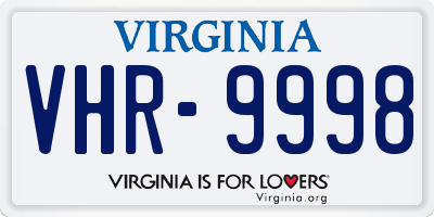 VA license plate VHR9998