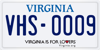 VA license plate VHS0009