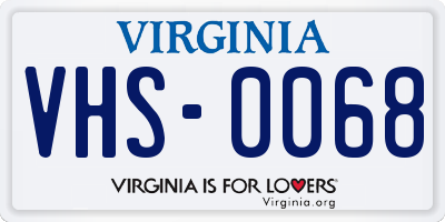 VA license plate VHS0068