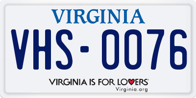 VA license plate VHS0076