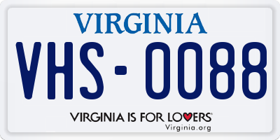 VA license plate VHS0088