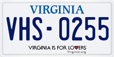 VA license plate VHS0255