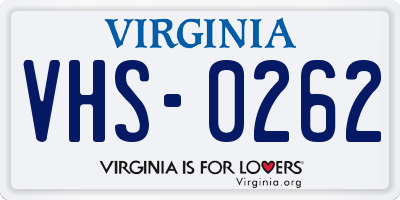 VA license plate VHS0262