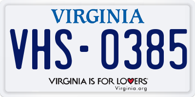 VA license plate VHS0385