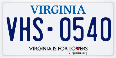 VA license plate VHS0540