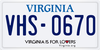 VA license plate VHS0670