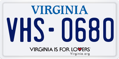 VA license plate VHS0680