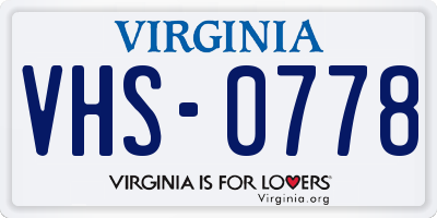 VA license plate VHS0778