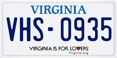 VA license plate VHS0935