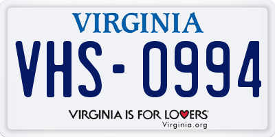 VA license plate VHS0994