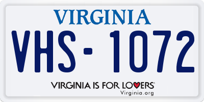 VA license plate VHS1072
