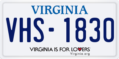 VA license plate VHS1830