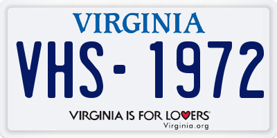 VA license plate VHS1972