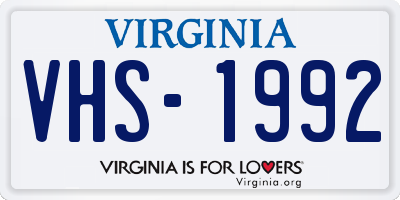 VA license plate VHS1992
