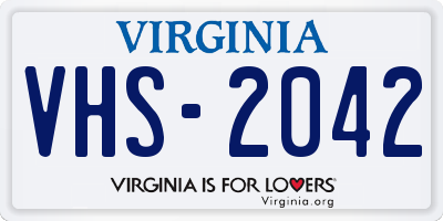 VA license plate VHS2042