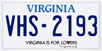 VA license plate VHS2193
