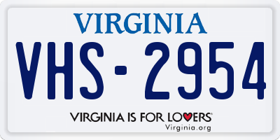 VA license plate VHS2954
