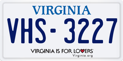 VA license plate VHS3227