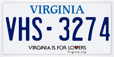 VA license plate VHS3274