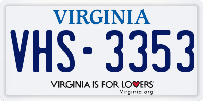 VA license plate VHS3353
