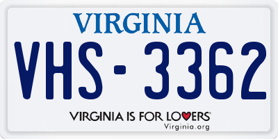 VA license plate VHS3362