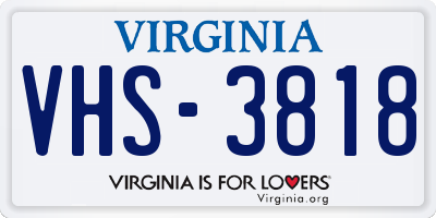VA license plate VHS3818