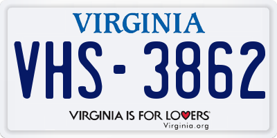 VA license plate VHS3862