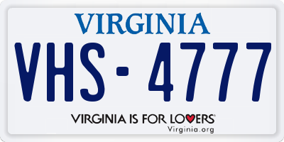 VA license plate VHS4777