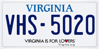 VA license plate VHS5020