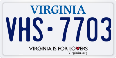 VA license plate VHS7703