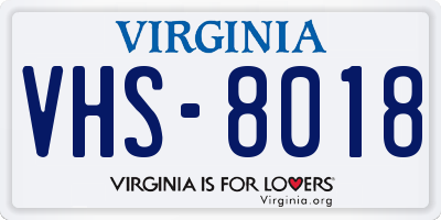 VA license plate VHS8018