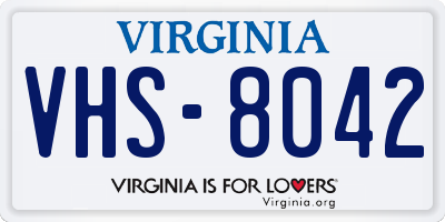 VA license plate VHS8042