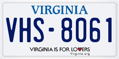 VA license plate VHS8061