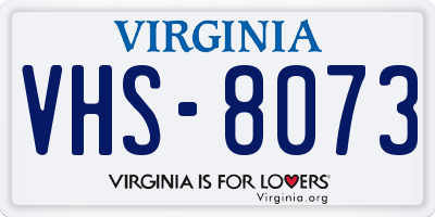 VA license plate VHS8073