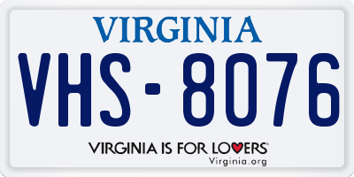 VA license plate VHS8076
