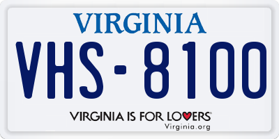 VA license plate VHS8100