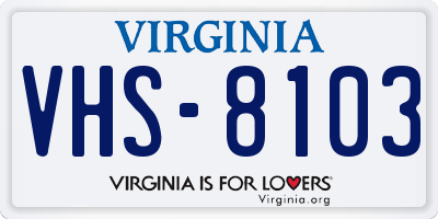 VA license plate VHS8103