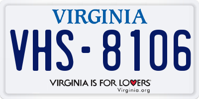 VA license plate VHS8106